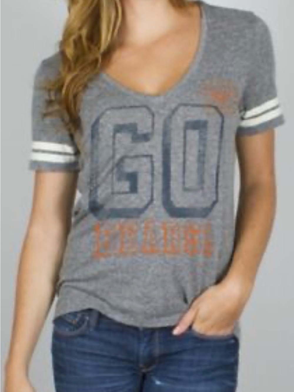Junk Food  V-Neck Graphic Bears Tee with Stripes